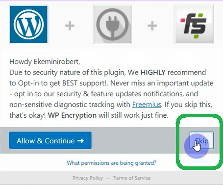 WP encryption opt in
