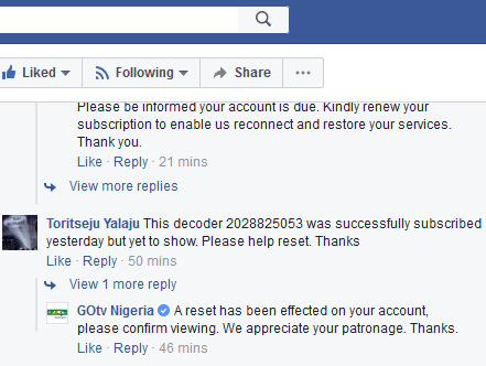 Gotv error code change in Facebook comments