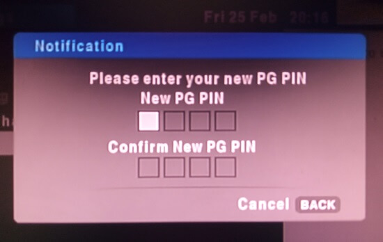 DStv Parental control PIN change interface