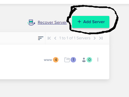 Add server button on Cloudways